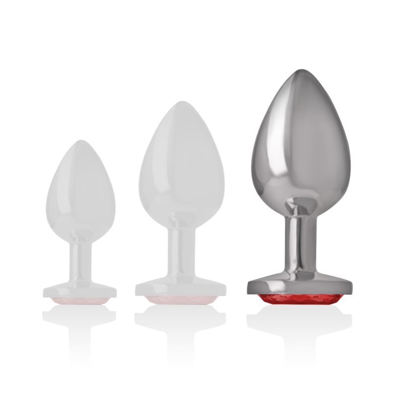 INTENSE - PLUG ANALE IN METALLO ALLUMINIO CON CRISTALLO ROSSO MISURA L - INTENSE ANAL TOYS | Lingerie Harness Boutique