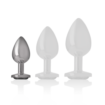 INTENSE - PLUG ANALE IN METALLO ALLUMINIO CON CRISTALLO NERO TAGLIA S - INTENSE ANAL TOYS | Lingerie Harness Boutique