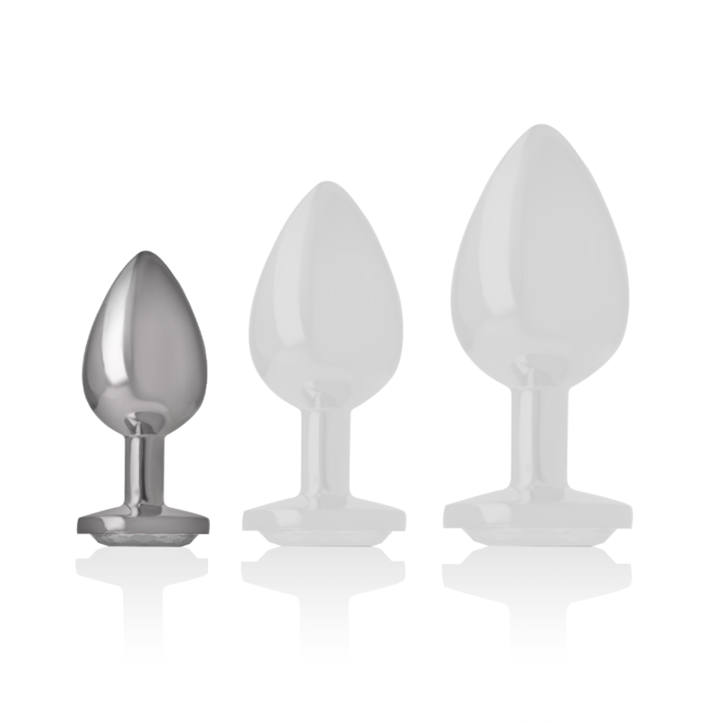 INTENSE - PLUG ANALE IN METALLO ALLUMINIO CON CRISTALLO ARGENTO MISURA S - INTENSE ANAL TOYS | Lingerie Harness Boutique