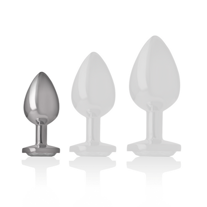 INTENSE - PLUG ANALE IN METALLO ALLUMINIO CON CRISTALLO ARGENTO MISURA S - INTENSE ANAL TOYS | Lingerie Harness Boutique