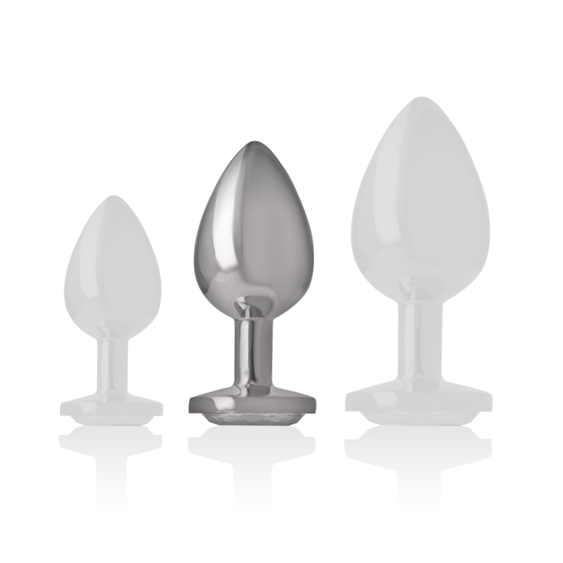 INTENSE - PLUG ANALE IN METALLO ALLUMINIO CON CRISTALLO ARGENTO TAGLIA M - INTENSE ANAL TOYS | Lingerie Harness Boutique