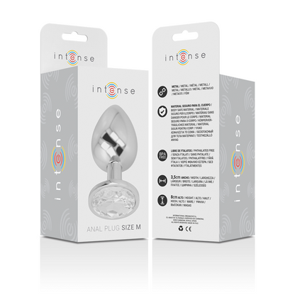 INTENSE - PLUG ANALE IN METALLO ALLUMINIO CON CRISTALLO ARGENTO TAGLIA M - INTENSE ANAL TOYS | Lingerie Harness Boutique