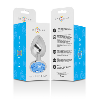 INTENSE - PLUG ANALE IN METALLO ALLUMINIO CON VETRO BLU TAGLIA M - INTENSE ANAL TOYS | Lingerie Harness Boutique