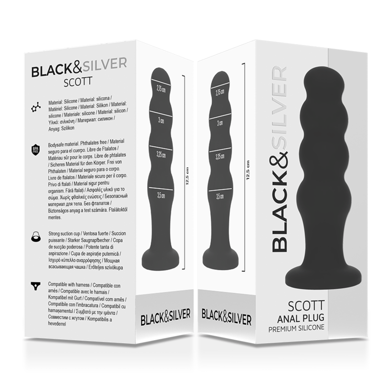 BLACK&SILVER - PLUG ANALE IN SILICONE SCOTT PREMIUM NERO - BLACK&SILVER | Lingerie Harness Boutique
