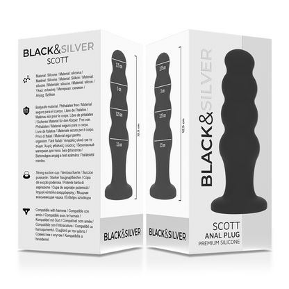 BLACK&SILVER - PLUG ANALE IN SILICONE SCOTT PREMIUM NERO - BLACK&SILVER | Lingerie Harness Boutique