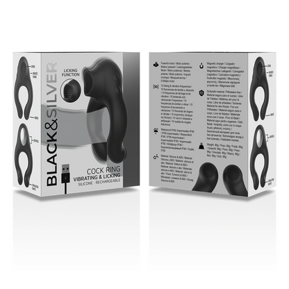 BLACK&SILVER - ANELLO VIBRATORE IN SILICONE 3 MOTORI RICARICABILE NERO - BLACK&SILVER | Lingerie Harness Boutique