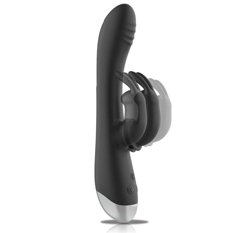 BLACK&SILVER - DJ. STIMOLATORE CONIGLIO IN SILICONE RICARICABILE ADAM NERO - BLACK&SILVER | Lingerie Harness Boutique