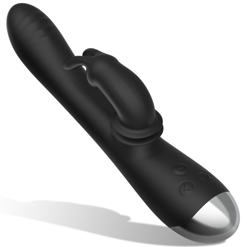 BLACK&SILVER - DJ. STIMOLATORE CONIGLIO IN SILICONE RICARICABILE ADAM NERO - BLACK&SILVER | Lingerie Harness Boutique