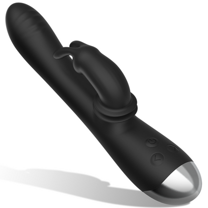 BLACK&SILVER - DJ. STIMOLATORE CONIGLIO IN SILICONE RICARICABILE ADAM NERO - BLACK&SILVER | Lingerie Harness Boutique