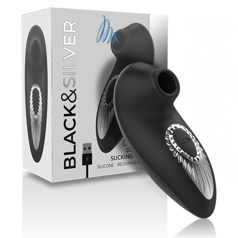 BLACK&SILVER - DRAKE DELUXE SUCKING VIBE RICARICABILE IN SILICONE NERO - BLACK&SILVER | Lingerie Harness Boutique