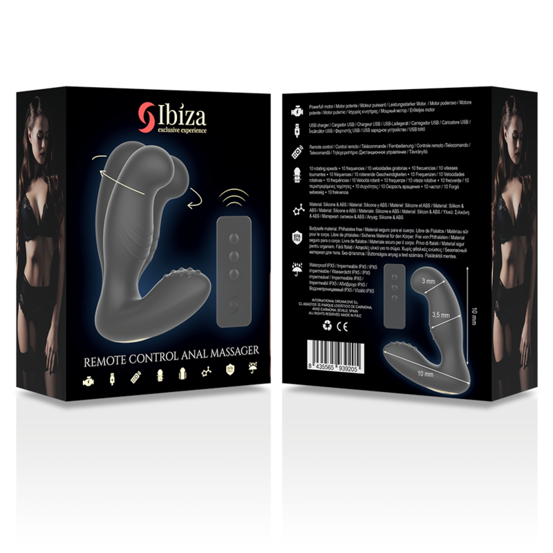 IBIZA - REMOTE CONTROL ANAL MASSAGER 10 x 3.5 CM