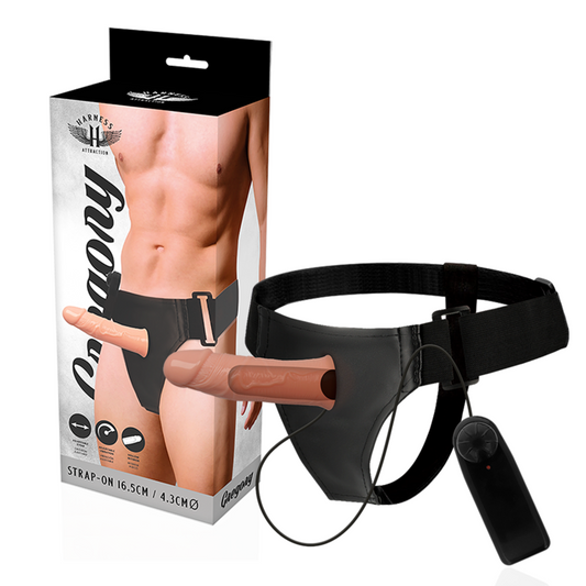 HARNESS ATTRACTION - GREGORY HOLLOW RNES WITH VIBRATOR 16.5 CM -OR- 4.3 CM