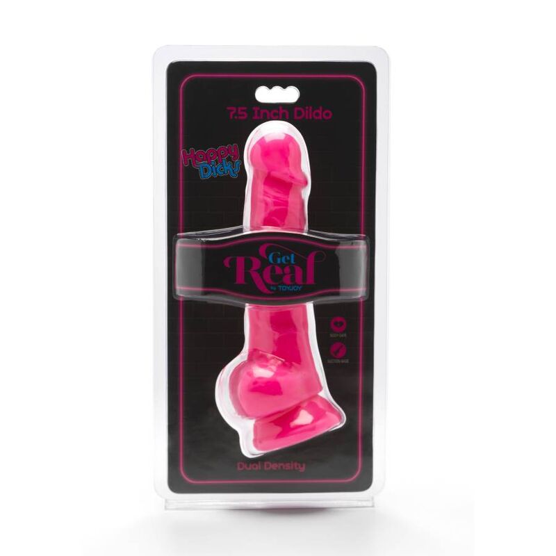 GET REAL - HAPPY DICKS 19 CM CON SFERE ROSA - GET REAL | Lingerie Harness Boutique