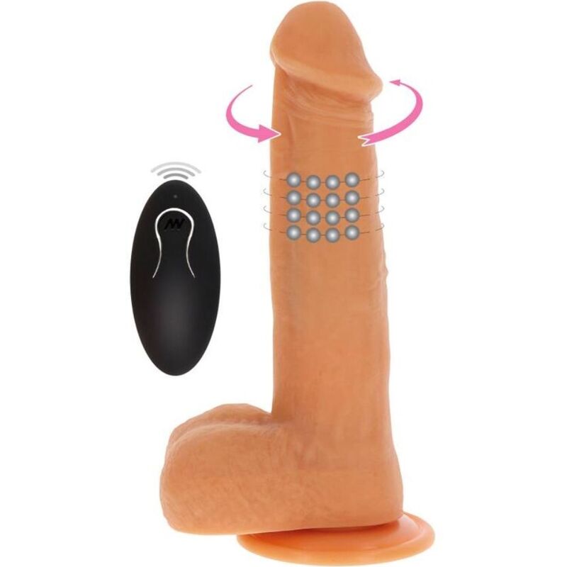 GET REAL - LEATHER VIBRATING DILDO WITH ROTATING BEADS