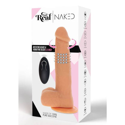 GET REAL - LEATHER VIBRATING DILDO WITH ROTATING BEADS