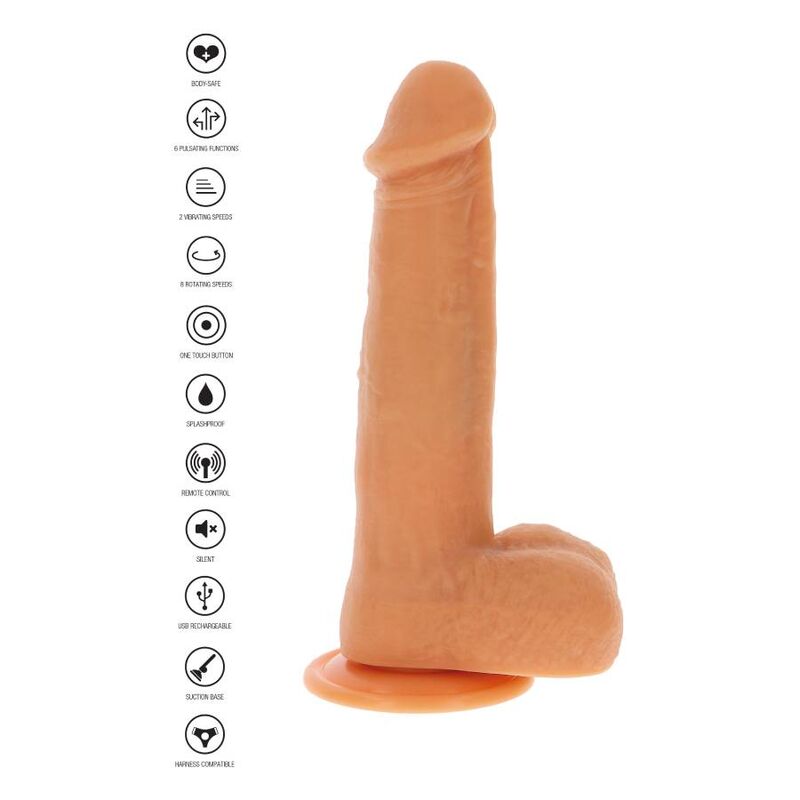 GET REAL - LEATHER VIBRATING DILDO WITH ROTATING BEADS