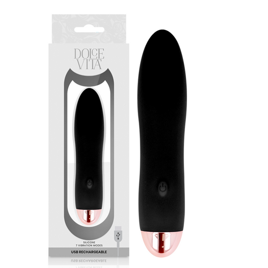 DOLCE VITA - VIBRATORE RICARICABILE QUATTRO NERO A 7 VELOCITÀ - DOLCE VITA | Lingerie Harness Boutique
