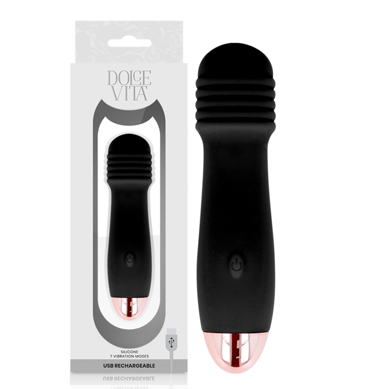 DOLCE VITA - VIBRATORE RICARICABILE TRE NERO A 7 VELOCITÀ - DOLCE VITA | Lingerie Harness Boutique