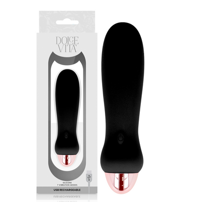 DOLCE VITA - FIVE BLACK 7-SPEED RECHARGEABLE VIBRATOR