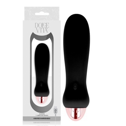 DOLCE VITA - VIBRATORE RICARICABILE CINQUE NERO A 7 VELOCITÀ - DOLCE VITA | Lingerie Harness Boutique