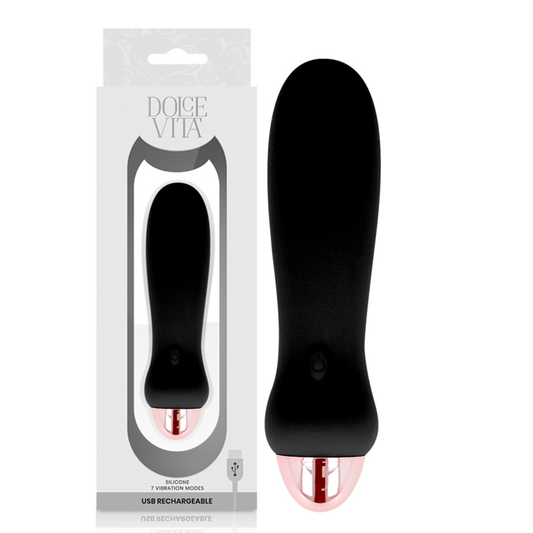 DOLCE VITA - VIBRATORE RICARICABILE CINQUE NERO A 7 VELOCITÀ - DOLCE VITA | Lingerie Harness Boutique