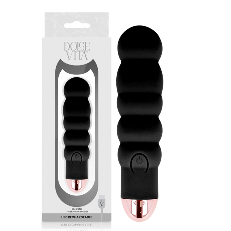 DOLCE VITA - VIBRATORE RICARICABILE SEI NERO 7 VELOCITÀ - DOLCE VITA | Lingerie Harness Boutique