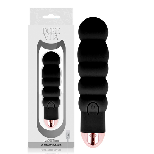 DOLCE VITA - VIBRATORE RICARICABILE SEI NERO 7 VELOCITÀ - DOLCE VITA | Lingerie Harness Boutique