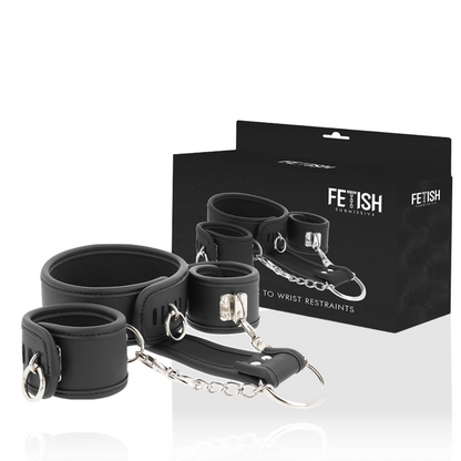 FETISH SUBMISSIVE - COLLANA E MANETTE IN PELLE VEGANA CON FODERA IN NOPRENE - FETISH SUBMISSIVE BONDAGE | Lingerie Harness Boutique
