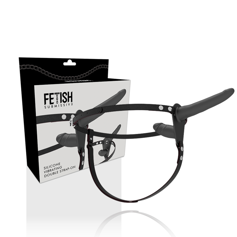 FETISH SUBMISSIVE HARNESS - VIBRATORE NERO A DOPPIA PENETRAZIONE - FETISH SUBMISSIVE HARNESS | Lingerie Harness Boutique