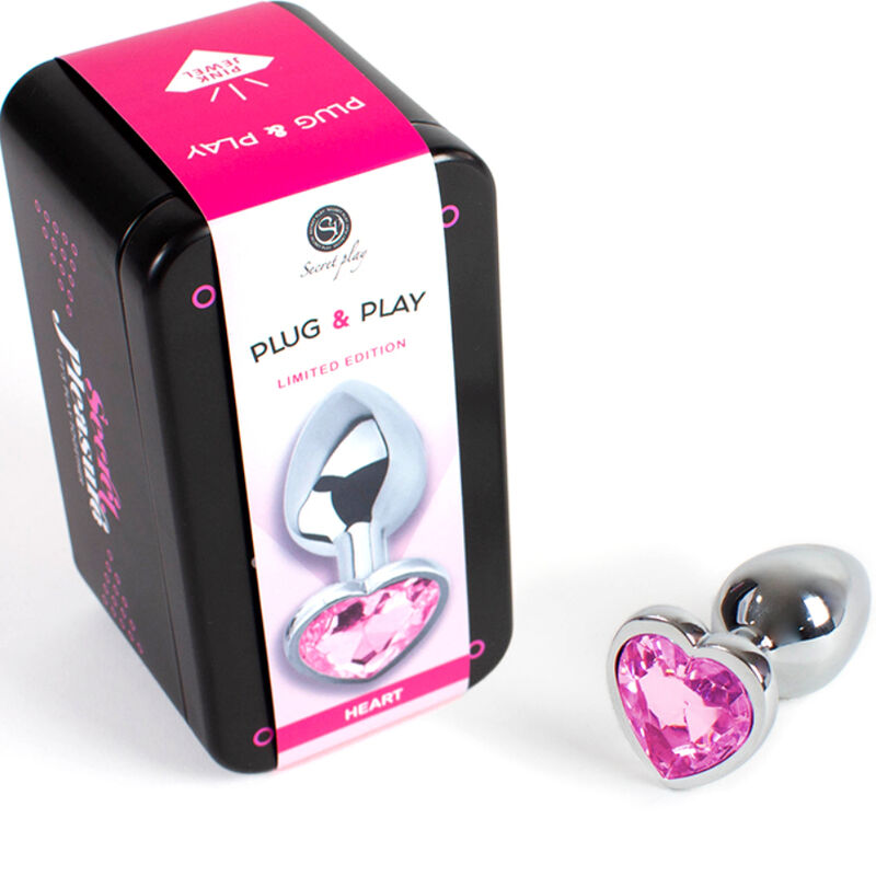 SECRETPLAY - TAPPO IN METALLO FUCSIA CUORE TAGLIA PICCOLA 7 CM