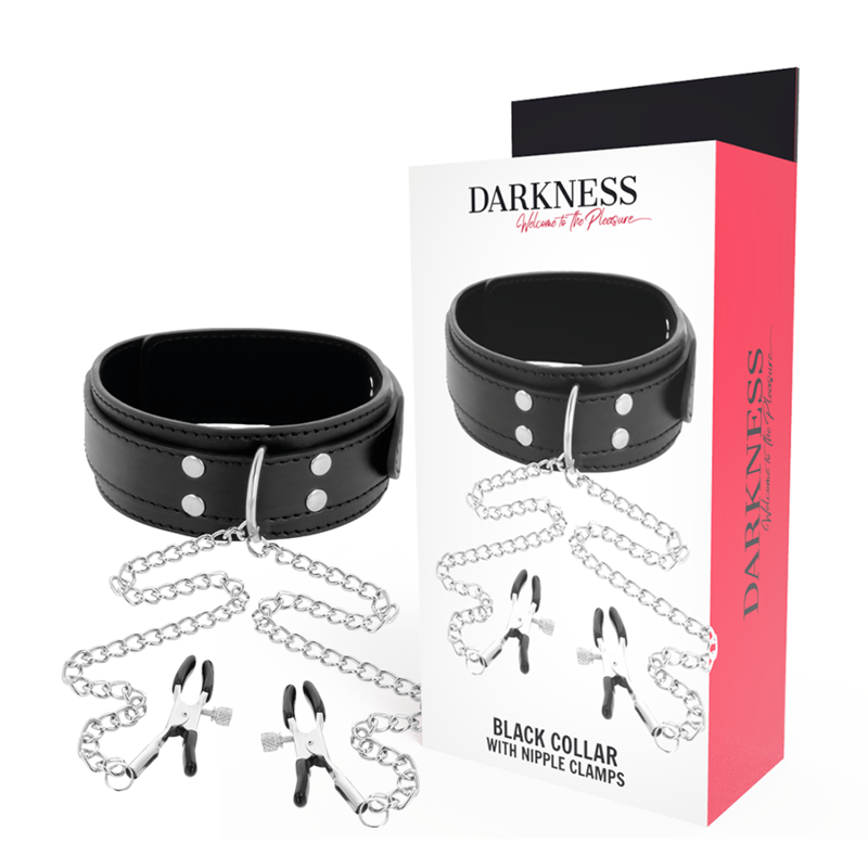 DARKNESS - COLLARE CON Morsetti PER CAPEZZOLI NERO - DARKNESS BONDAGE | Lingerie Harness Boutique
