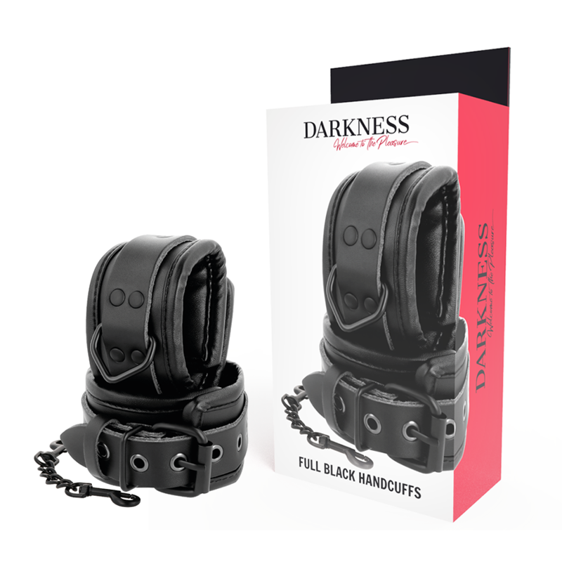 DARKNESS - MANETTE REGOLABILI IN PELLE NERA - DARKNESS BONDAGE | Lingerie Harness Boutique
