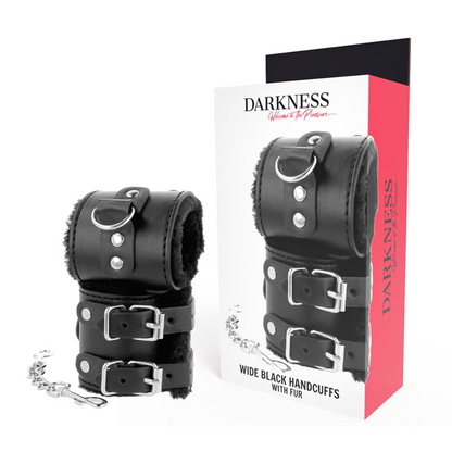 DARKNESS - MANETTE NERE REGOLABILI IN PELLE CON FODERA - DARKNESS BONDAGE | Lingerie Harness Boutique