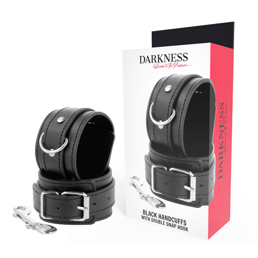 DARKNESS - MANETTE NERE REGOLABILI CON DOPPIO NASTRO DI RINFORZO - DARKNESS BONDAGE | Lingerie Harness Boutique