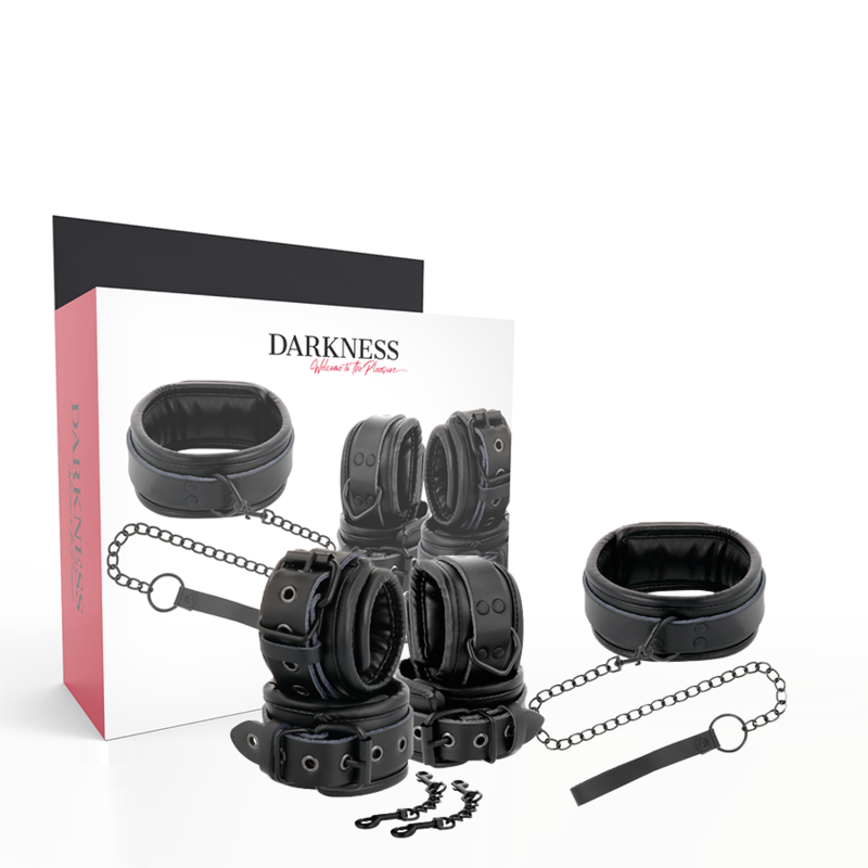 DARKNESS - MANETTE E COLLETTO IN PELLE NERA - DARKNESS | Lingerie Harness Boutique