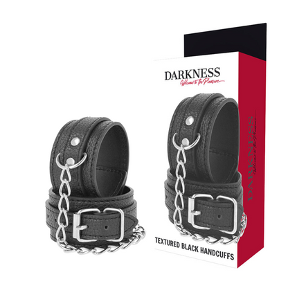 DARKNESS - MANETTE IN PELLE STRUTTURATA NERA - DARKNESS BONDAGE | Lingerie Harness Boutique