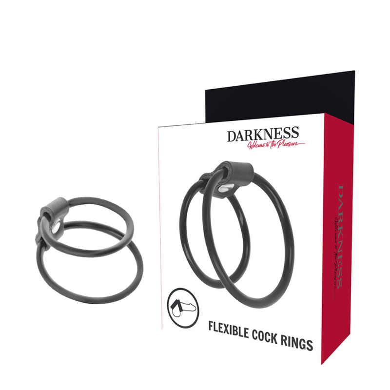 DARKNESS - ANELLI PER PENE DUO POTENZIATORI. - DARKNESS BONDAGE | Lingerie Harness Boutique