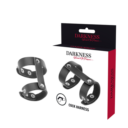 DARKNESS - ANELLO REGOLABILE PER PENE E TESTICOLI IN PELLE - DARKNESS BONDAGE | Lingerie Harness Boutique