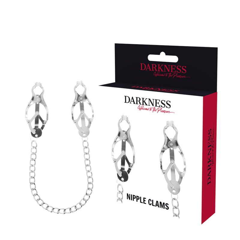 DARKNESS - PINZA PER CAPEZZOLI IN METALLO CON CATENA - DARKNESS BONDAGE | Lingerie Harness Boutique