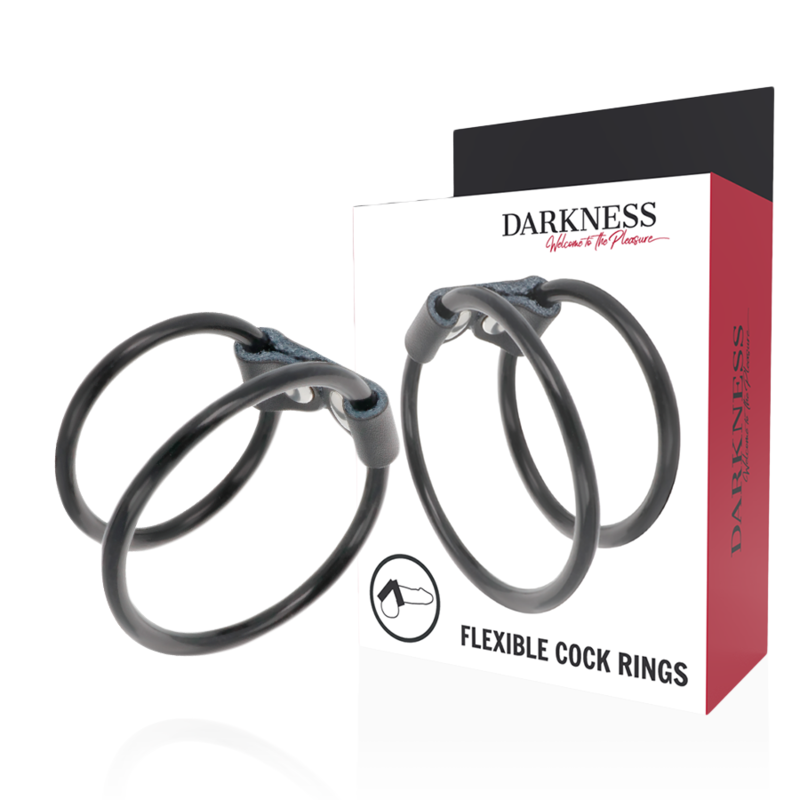 DARKNESS - DOPPIO ANELLO PER PENE FLESSIBILE - DARKNESS SENSATIONS | Lingerie Harness Boutique