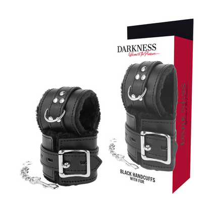 DARKNESS - BLACK COATED BDSM HANDCUFFS