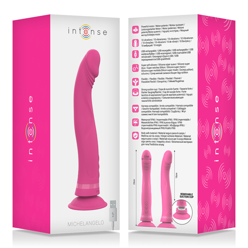 INTENSE - DILDO VIBRATORE IN SILICONE ROSA MICHELANGELO - INTENSE FUN | Lingerie Harness Boutique
