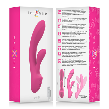 INTENSE - VIBRATORE LUIGI RABBIT SILICONE LIQUIDO ROSA - INTENSE FUN | Lingerie Harness Boutique