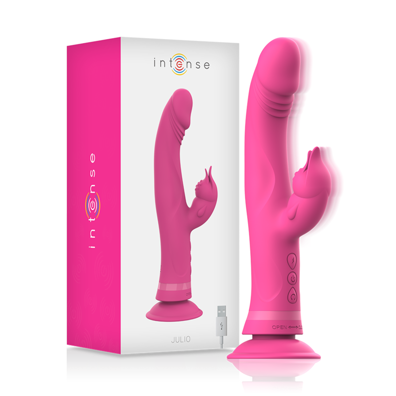 INTENSE - VIBRATORE JULIO RABBIT IN SILICONE ROSA - INTENSE FUN | Lingerie Harness Boutique