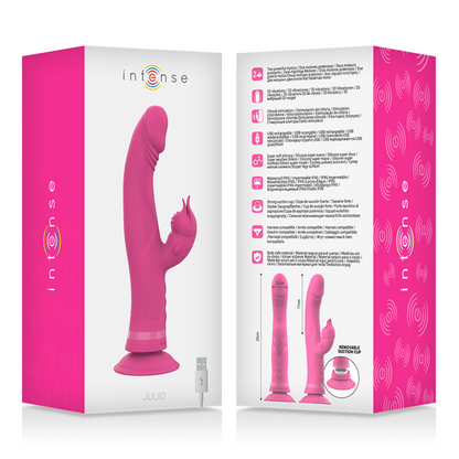 INTENSE - VIBRATORE JULIO RABBIT IN SILICONE ROSA - INTENSE FUN | Lingerie Harness Boutique