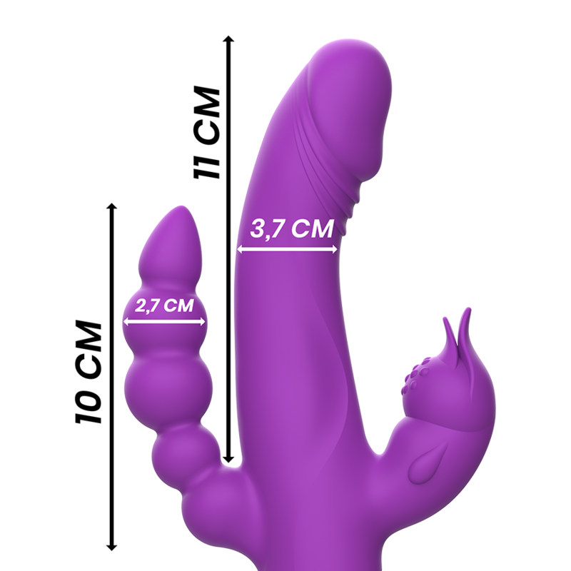 INTENSE - VIBRATORE IN SILICONE CASANOVA RABBIT TRIPLO MOTORE VIOLA - INTENSE FUN | Lingerie Harness Boutique