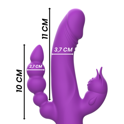 INTENSE - VIBRATORE IN SILICONE CASANOVA RABBIT TRIPLO MOTORE VIOLA - INTENSE FUN | Lingerie Harness Boutique