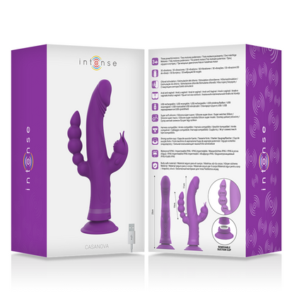 INTENSE - CASANOVA RABBIT SILICONE VIBRATOR TRIPLE MOTOR PURPLE