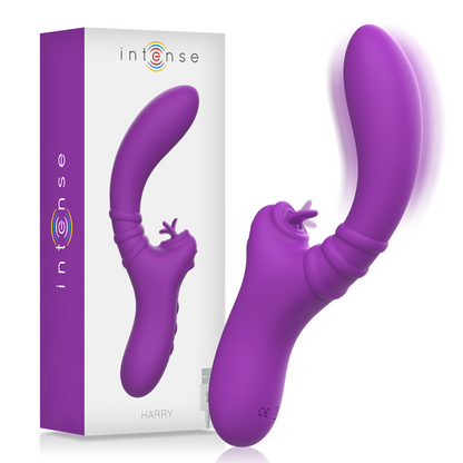 INTENSE - HARRY FLEXIBLE VIBRATOR WITH PURPLE TONGUE