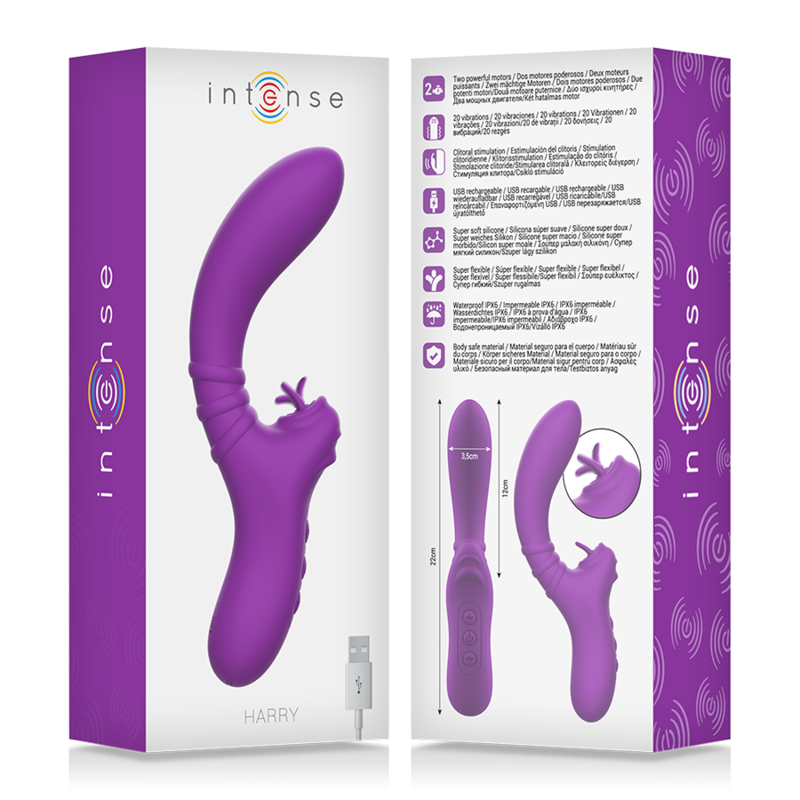 INTENSE - VIBRATORE FLESSIBILE HARRY CON LINGUA VIOLA - INTENSE FUN | Lingerie Harness Boutique
